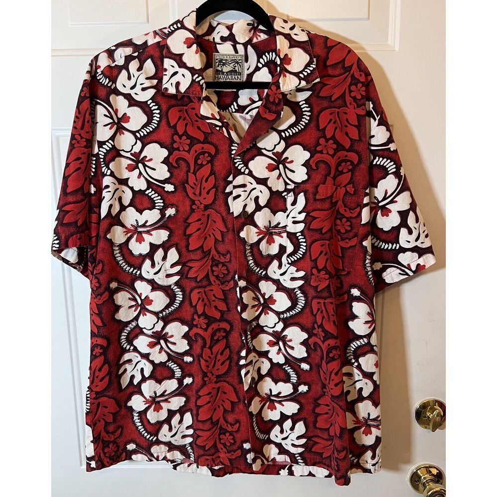 Steve and Barrys Hawaiian‎ Classic S/S Shirt Size XL Red Floral